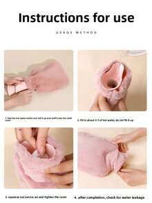Hot Water Bag (With Rabbit Fur-Like Fleece Cover)
