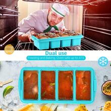 Silicone Freezer Tray With Lid - Silicone Freezer Food Molds - Large Cube Tray, Silicone Freezer Container, Freeze Store Soup, Sauce, Broth, Leftovers - Makes 4 1 Cup - 2 Gói-Aqua - Xem 4