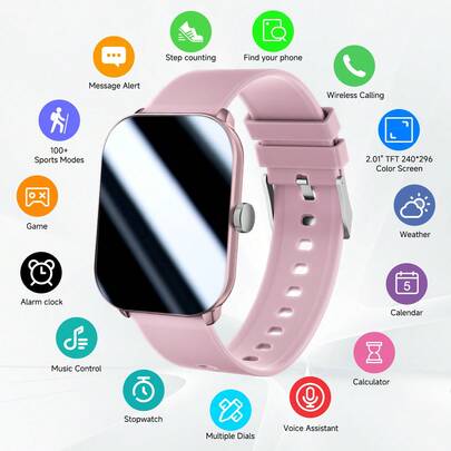 Neue Smartwatch für Damen und Herren, 2,01 Zoll HD Bildschirm, kabellose Anrufe, mehrere Sportmodi, Fitness-Tracker, Wecker, geeignet für iOS & Android, Geschenk für sie oder ihn