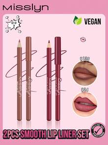 Misslyn MISSLYN-2 Pieces Smooth-On Lip Liner Set, Smooth-On Lip Liner, Long-Lasting Face Makeup, Long-Lasting Rich Lip Color, Smooth Application, Lip Liner, Y2K Makeup Party Beach Travel Holiday Camping Outdoor Gift Rose Fashion Girls New Year Cosmetics Cosplay
