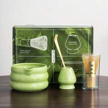 1件/4件/7件抹茶碗茶具，日式抹茶打蛋器，抹茶碗，茶勺，茶布，返校套装，节日礼品套装，万圣节礼物 - 彩色 - 查看 14