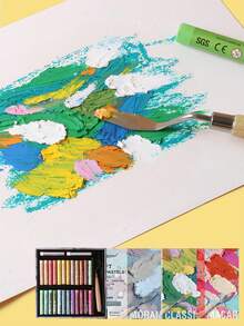 Set pasteluri în ulei - 12 culori + cuțit de paletă | Paletă Morandi | Kit de artă portabil pentru începători/studenți | Creație artistică și mâzgălituri | Cadou perfect de ziua de naștere/sărbători