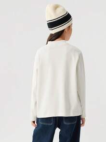 Balabala Camiseta de manga larga para niña preadolescente, Otoño/Invierno 2025, Parte superior de corte holgado para niños y niñas, Uso diario