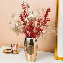 10 Peças Decoração de Natal, Folhas de Ginkgo Falsas, Folhas de Eucalipto Douradas, Flores Artificiais, Balde da Sorte de Ano Novo, Folhas Douradas, Auspicioso, Elegante, Enfeites, Presentes