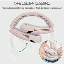 DQST Ventilador de Cuello, Ventilador de Cuello Portátil, 3 Velocidades de Viento, Recargable, Pantalla de Potencia, 5000 mAh, Batería de Larga Duración, Se Puede Utilizar en Interiores y Exteriores. - rosa - Ver 8