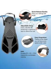 Aletas de natación con talón abierto y correa ajustable, aletas de natación portátiles y cortas adecuadas para esnórquel, buceo y natación, para adultos hombres y mujeres - Multicolor - Ver 5