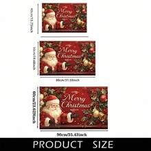 1pc Comfortable Christmas, Santa Claus Printed Faux Wool Bathroom Mat, Kitchen Mat, Doormat - Super Soft Microfiber, Suitable For Kitchen, Bathroom, Decorative Doormat - Multicolor - View 3