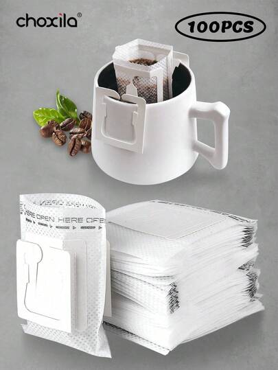 choxila 50/100/150pcs Portable Coffee Filter Bag With Hanging Ear Design, Portable Disposable Drip Coffee Filter Paper Bag Single Serve, Pour Over Coffee Filter Compatible With A Wide Variety Of Coffee Cups/Utensils, For Travel, Camping, Home, Office School Supplies Back To School , Saudi National Day