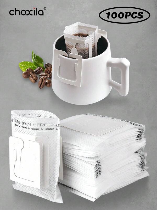 choxila 50/100/150pcs Portable Coffee Filter Bag With Hanging Ear Design, Portable Disposable Drip Coffee Filter Paper Bag Single Serve, Pour Over Coffee Filter Compatible With A Wide Variety Of Coffee Cups/Utensils, For Travel, Camping, Home, Office School Supplies Back To School , Saudi National Day