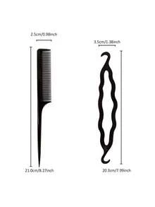 2pcs/Set Hair Braiding Tool, Hair Styling Tool, Ponytail Maker, Hair Accessories, Back To School, Travel Holiday Essentials, Hair Accessories For Women, Hair Curlers, Curly Hair Brush, Rollers, Curly Hair Products, Curler, Rollers For Hair Curl, Curly Hair Tools, Hair Roller, Hair Rollers, Curly Hair, Heatless Curl, Heatless Curls, Hair Curler, Barber, Hair Curlers, Barber Accessories, Rollers, Curly Hair Products, Curler, Rollers For Hairdressing Equipment, Accessories, Hair Curl, Curly Hair Tools, Hair Roller, Christmas,Curly Hair, Hair Curler, Hair Rollers, Heatless Curl, Heatless Curls, Rollers, Hair Curlers, Curly Hair Products, Hair Curl, Hair Roller, Rollers For Hair, Curly Hair Tools, Heatless Curlers,Hair, Accessories, Hair Products, Hair Tools, Hair Stuff, Hair Care, Curly Hair Brush, Barber, Barber Accessories, Hairdressing Equipment,Heatless Waves,Travel Essentials,Hairstyle,Hairdressing - Black - View 9