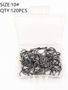 120pcs Iseama Fish Hooks With Hole, Saltwater Fishing Hooks With Barbs, Iseama Big Game Fishing Accessories - Black and White - View 9