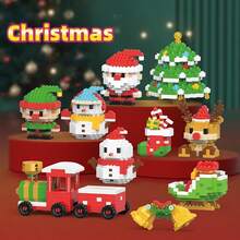 1/2/4/20 件圣诞派对积木套装礼物、圣诞玩具迷你可爱积木、降临节日历礼品袋填充物、适合男孩或女孩的课堂奖品、圣诞礼物、礼盒填充物、袜子填充物 - 彩色 - 查看 5