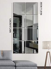 Juego de 4/8 piezas de azulejos de espejo acrílico 3D - a prueba de roturas, autoadhesivos para decoración de sala de estar, dormitorio, oficina, cocina - superficie pulida, fácil instalación, sin necesidad de electricidad