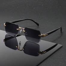 1 pieza Gafas de moda sin marco de unicolor retro, gafas sin montura de metal de alta gama unisex, adecuadas para vacaciones, viajes, fotografía callejera, senderismo, fiestas, festivales de música y como un regalo ideal