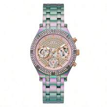 Guess Elegant Luxury Crystals Iridescent Stainless Steel Fashion Chronograph Watch For Women Suitable For Daily Party Wear Holiday Party Gift Lover Gift GW0440L1/GW0440L2/GW0440L3