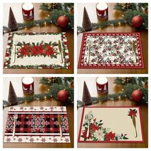1/4/6 buc Covorașe de Crăciun, Covorașe cu imprimeu floral și plante în carouri, Covorașe de masă decorative antiderapante și termoizolante, Covorașe de masă pentru decorațiuni de petreceri, restaurante, bucătărie, Covorașe rafinate pentru cadouri de Crăciun