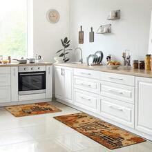 1 件卡车南瓜印花亚麻厨房地毯，感恩节装饰，感恩节礼物，厨房垫，地垫，浴室垫，入口垫，3D 印花矩形，适用于客厅、卧室、走廊、浴室、洗衣房 - 涤纶地毯，室内外家居装饰 - 彩色 - 查看 15