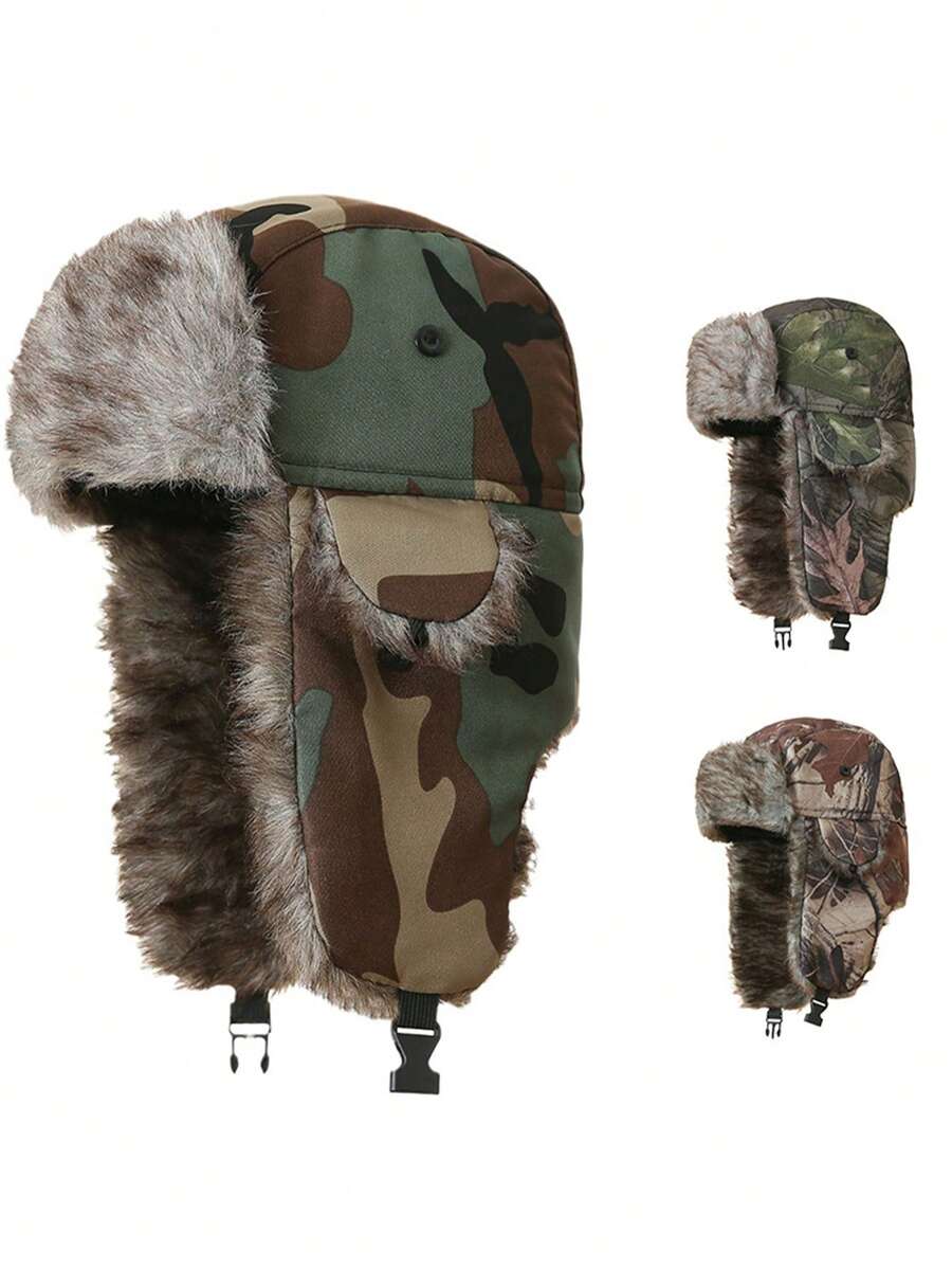 1pc Men's Casual Solid Color Autumn/Winter Fleece Ear Protection Adjustable Baseball Cap, Fashion Versatile Snapback Hat Suitable For Outdoor Warmth And Daily Wear