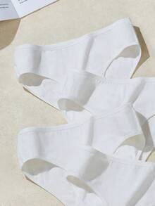 4条装白色纯棉高弹力透气无缝女式三角裤