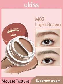 ukiss Dual-Colored Eyebrow Styling Pomade, Mousse Texture, Quick Shaping Natural Eyebrow Makeup, Nourishing, Tinted, Volumizing, Lightweight & Smooth, Long-Lasting, Quick-Drying, Waterproof & Sweat-Resistant, Eye Makeup - M02 Light Brown - View 1