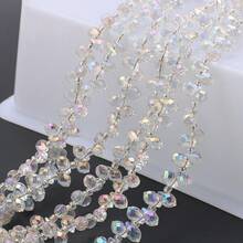 约95颗5*8毫米水滴形玻璃珠，彩色镀AB彩DIY饰品吊坠，适用于手工配件、鞋子、包包、发饰、节日礼物、生日礼物等。 - 5*8mm橫孔水滴 - 查看 47