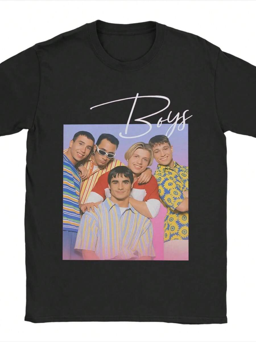 Backstreet Boys Millennium Tour Music  100 Cotton T-Shirts  For Men's Summer Y2K Clic Casual Short Sleeve Top Tees. - 黑色5 - 查看 1
