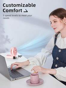 Nouveau mini ventilateur portable USB à affichage numérique silencieux pour bureau d'étudiant, rechargeable pour utilisation en extérieur. Ventilateur électrique mini pliable et portatif avec diffuseur d'aromathérapie, à piles avec écran LED, 800 mAh, 3-en-1 : à main, à suspendre au cou, de bureau, pliable à 90° avec support de base, 5 vitesses réglables, ventilateur de cou portable pour étudiant et extérieur, convient pour le bureau, la chambre, le camping, les voyages ou le ventilateur de bureau portable