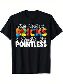 Camiseta de juguetes de bloques de construcción maestro - Negro - Ver 1