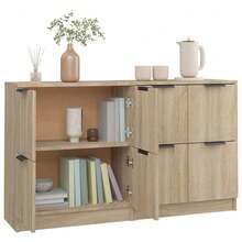 Larryhot Credenze 2 pezzi Sonoma Oak 60x30x70 cm Legno ingegnerizzato, resistente, facile da montare, ideale per la decorazione della casa - Castano - Visualizzare 6