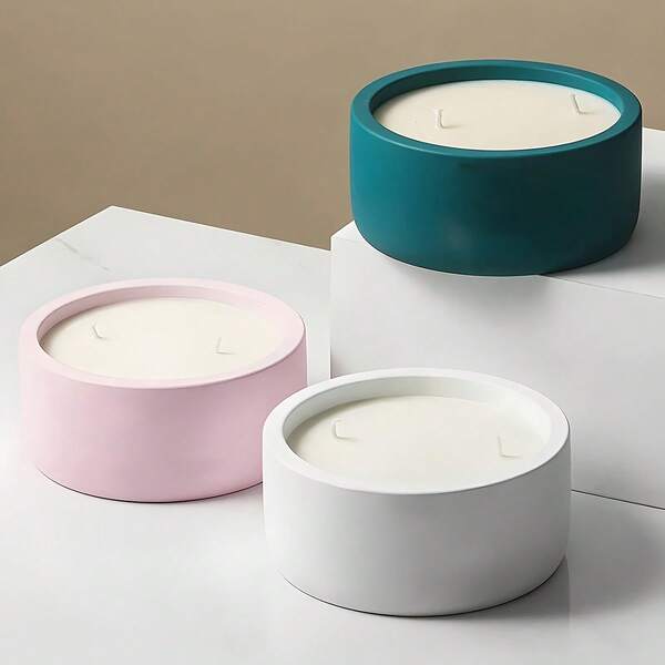 Molde de silicona redondo para velas - Diseño liso o rayado, Molde DIY para resina y cemento, Portaplumas, Maceta para suculentas y decoración del hogar