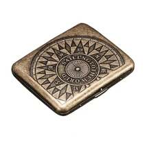 Vintage European Style Peony Design Brass Cigarette Case - Double-Sided Floral Pattern, Shatterproof And Moisture-Proof, Elegant Gift For Boyfriend, Father, Or Lover, Smoking Accessories | Vintage Style | Durable Brass, Cigarette Holder Box - họa tiết arabesque - Xem 7