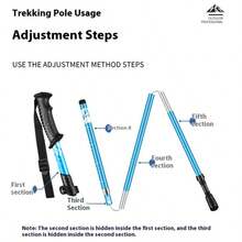 1 件超轻铝合金登山杖，可折叠登山杖，5 节短/长防滑攀岩必备 - 彩色 - 查看 10