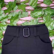 Flare Pants Knitted Fabric Buckle - Black - View 5