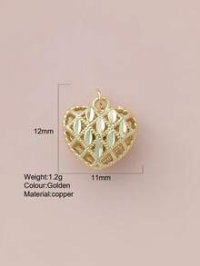 1pc Cute Heart-Shaped Copper Pendant, Handmade DIY For Necklace, Bracelet, Earrings, Suitable As Christmas Gift