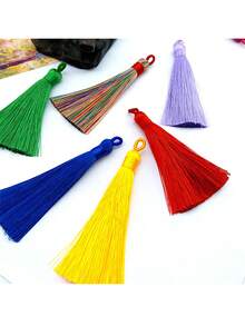 10pcs/Pack 85mm Colorful Tassel Pendant Rings, Handmade Woven Pull Rings For DIY Bags, Colorful Tassels Decor Accessories For Pillows, Clothing