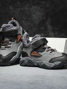 2025年新款男童登山鞋，保暖内衬，厚实保暖，登山运动鞋 - 灰色 - 查看 6