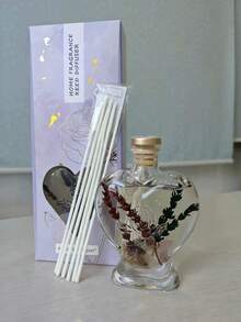 200ml Heart-Shaped Reed Diffuser - Embedded Dried Blooms, Thoughtful Gift For Home Office Use.