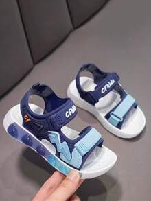 1 Pair 2026 New Korean Version Comfortable Soft-Sole Casual Travel Sports Indoor Outdoor Beach Sandals For Toddler Little Big Kids Boys Girls Children - Blue - View 3
