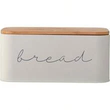 Bloomingville Metal Bread Bin With Bamboo Lid - 灰色的 - 查看 3