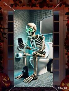 Bannière de porte 2D 1 Crâne d'Halloween, bannière de porte de salle de bain, décoration de fête multifonctionnelle en polyester, thème de maison hantée d'horreur, sans électricité requise, convient pour une utilisation intérieure et extérieure, convient pour un photomaton, décoration murale, idéal pour les mariages, enterrements de vie de jeune fille, anniversaires, pendaison de crémaillère, Noël, Pâques, Thanksgiving et Nouvel An.