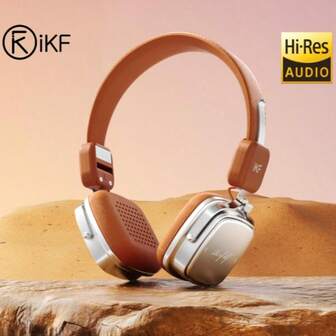  IKF R2 Retro Classic Metal And Leather Textured Headphones, Y2K Wireless Stylish Headphones, Noise Cancellation, Bluetooth V5.4 And Wired Dual Modes, Work, Dance, Outdoor, Sports, Etc., 5-Level Waterproof, 60H Battery TimeThrow Back 80s 90s