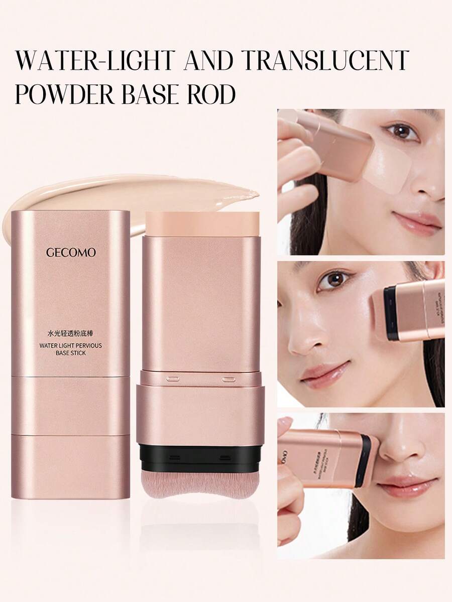 1pc Moisturizing Waterproof Long-Lasting Non-Smudge Natural Dewy Finish Twist-Up Foundation Stick With Brush Applicator, Creates Flawless Complexion