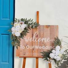 2 piezas de flores artificiales elegantes para arco de boda, decoración floral para sillas, mesas de comedor y escaleras. - Blanco - Ver 3