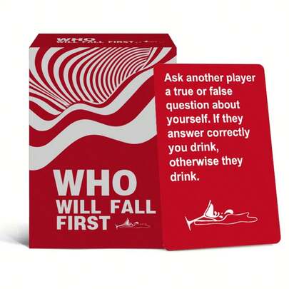 Trò chơi uống rượu Ai sẽ ngã đầu tiên, Thẻ uống rượu tương tác dành cho người lớn giải trí khi uống rượu, Thích hợp cho gia đình, cắm trại, tiệc tùng, quán bar và các buổi tụ họp khác, 89 thẻ cho nhiều hoạt động khác nhau và quà tặng ngày lễ
