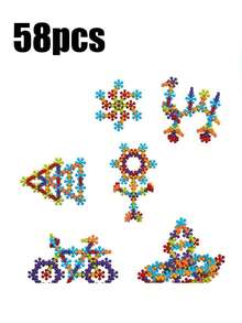 3D Rotating Plum Blossom Building Blocks Toy, Children's Puzzle Snowflake Stacking Toy, Small Gift, Souvenir. During The Puzzle Process, Children Can Exercise Fine Motor Skills; The Process Of Building From 2D To 3D Helps Cultivate Spatial Imagination. - Multicolor - View 15