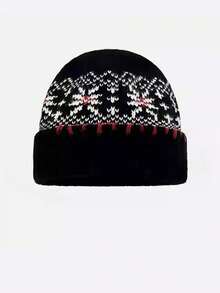1 pieza Gorro de punto minimalista y versátil personalizado, adecuado para uso al aire libre en otoño/invierno, regalo navideño - multicolor - Ver 2