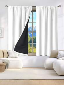 1 件遮光隔热窗帘 - 99% 抗紫外线涤纶，杆袋悬挂，不可漂白平纹编织，卧室艺术主题，涂层遮光隔热，降噪 - 非常适合卧室、农舍和学校深度睡眠，110gsm - 白色 - 查看 8