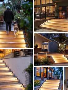 2/4pcs Warm Light 13LED Solar Stair Lights, Outdoor Safety Lighting Ground Lights, Warm LED Night Lights, Triangular Minimalist Stair Lights, Auto On/Off Daytime, Semi-Recessed Installation, Lithium Battery, Solar Powered Charging, Outdoor Garden Decor, Outdoor Lighting | Modern Stair Lighting | Solar Charging Lights, Garden, Entrance, Hallway, Walkway, Patio, Party Decor Lights, Christmas Decor, Halloween Decor, Indoor/Outdoor Floor Decor, Camping Decor - Step Light-warm Color - View 6