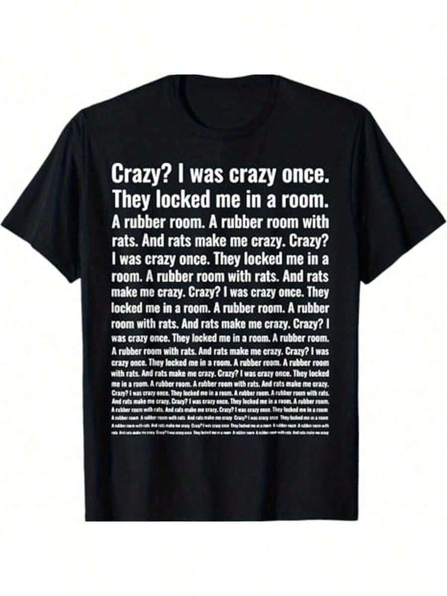 I Was Crazy Once" Funny Meme T-Shirt - 100% Cotton, Casual & Sporty Fit For Men, Perfect Gift For Dad Or Friends, Black, Sizes S-XXXL - 黑色 - 查看 1