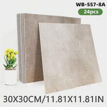 12/24 件哑光奢华大理石地砖，厚实，现代风格耐磨材料，易于 DIY 安装，适用于厨房、浴室、客厅、办公室和其他室内地板和墙壁，优雅的家居装饰，易于安装的贴纸，防滑地砖，防水墙贴 - 彩色 - 查看 19